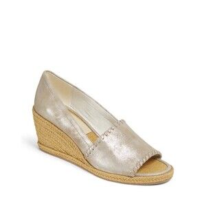 Jack Rogers Womens Size 9 Silver Metallic Palmer Espadrille Wedge Fits Like 8.5